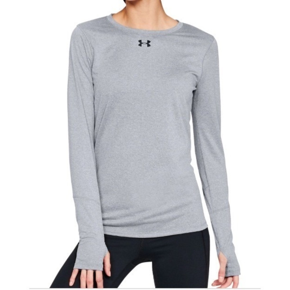 Under Armour Long Sleeve Shirt Womens Small Gray NWT HeatGear Thumbhole